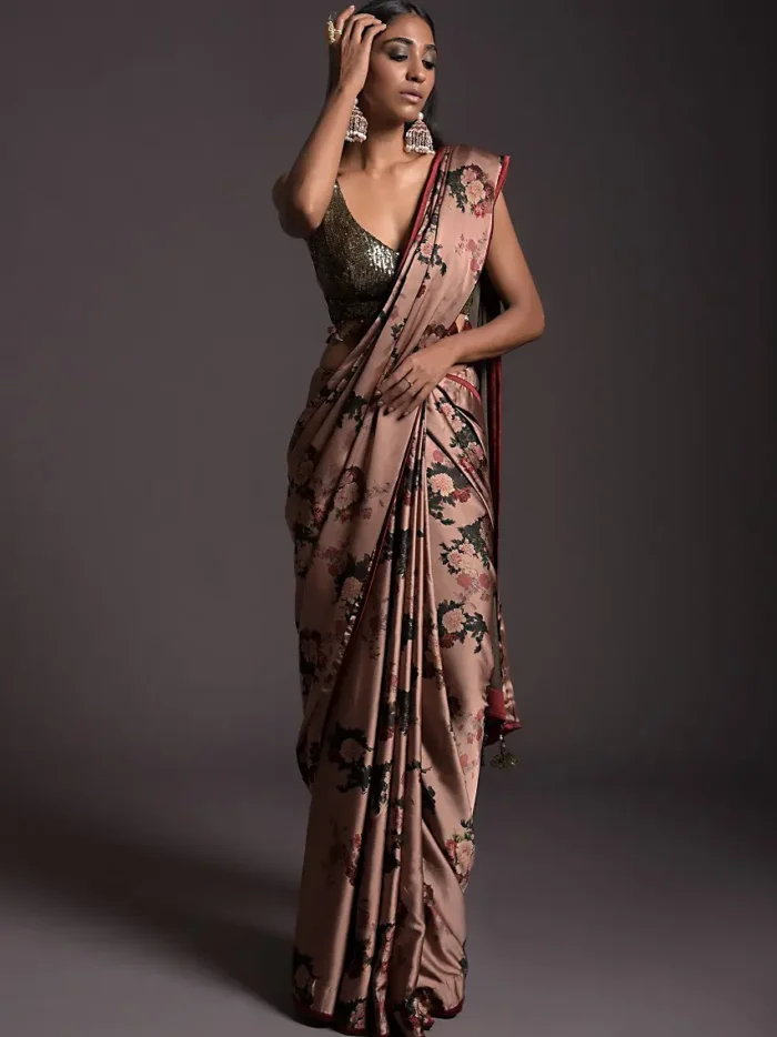 copper-peach-saree-in-satin-with-floral-print-and-olive-sequins-embellished4.webp