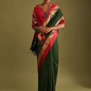 cypress-green-saree-in-tussar-silk-with-gold-and-red-woven-border-and-striped-pallu1.webp